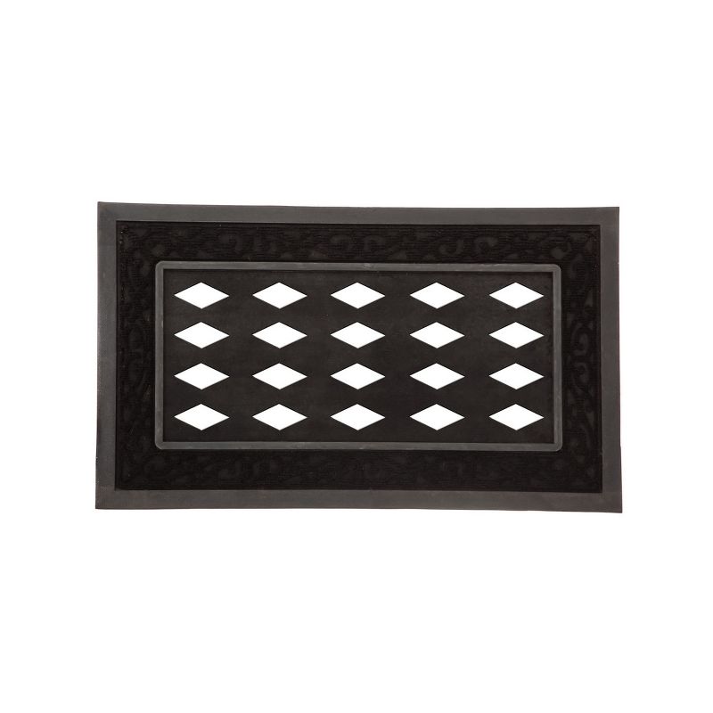Evergreen Black Scroll Sassafras Floor Mat Indoor Outdoor Rubber Tray 18"x30" Fits Sassafras Inserts 10"x22" black, 1 of 8