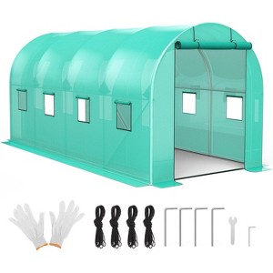 Greenhouses for Outdoors, Durable Green House Kit with Window, Thicken PE Cover, Portable Walk in Green Houses for Backyard Outside - 1 of 4