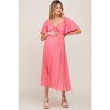 Pinkblush Coral Front Tie Ruffle Sleeve Maternity Midi Dress - 4 of 4