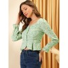 INSPIRE CHIC Women's Casual Ditsy Floral Ruffle Long Sleeve Peplum Top Shirts - 2 of 4