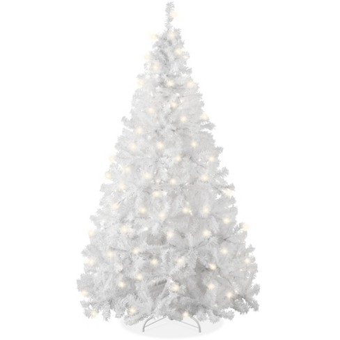 White artificial deals tree with lights