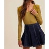 Women's Shoulder Ruffle Long Sleeve Knit Top - Listicle - 3 of 4