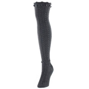 Memoi Dotty Diamond Chunky Knit Over-The-Knee Warm Socks - 1 of 2