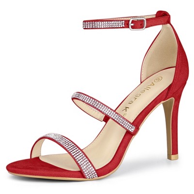 Allegra K Women's Strappy Rhinestone Stiletto Heel Heel Sandals
