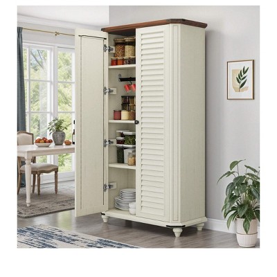 67.1 inch H Farmhouse 4-Tier Storage Cabinet Kitchen Pantry Cabinet with Adjustable Shelves For Kitchen Living Room