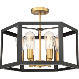 Possini Euro Design Beni Industrial Modern Farmhouse Ceiling Light Semi Flush Mount Fixture 20" Wide Antique Bronze Gold 6-Light for Bedroom Kitchen - 1 of 4