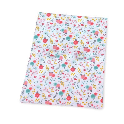 Salmon green and grey floral girls car seat canopy