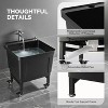 Winado Plastic Floor Mop Slop Sink With Wheels In Black - 3 of 4