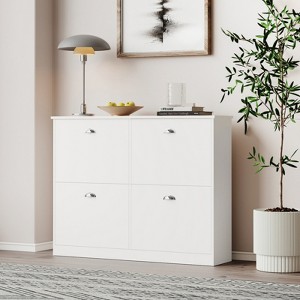 RISOKEYS Shoe Cabinet with 4 Flip Drawers – Adjustable Shelves for Hallway & Living Room, Freestanding Shoe Rack for Families & Small Spaces - 1 of 4