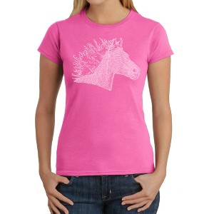 LA Pop Art Women's Word Art T-Shirt - Horse Mane Pink X Large - 1 of 4