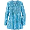Collections Etc Watercolor Tonal Paisley Pintuck Long Sleeve Tunic Large Gender Neutral Blue Multi - 3 of 4