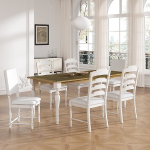 Whisen 7-Piece Dining Set with 2 Solid-back Chairs and 4 Ladder-back Chairs - Cream - 1 of 4