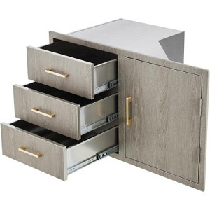 Stainless Steel Outdoor Kitchen Door Drawer Combo,Triple Drawers & Access Door, Propane Storage Adjustable Garbage Ring, Weather-Resistant Flush Mount - 1 of 4
