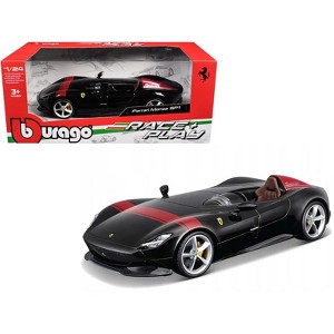 Ferrari Monza SP1 Black Metallic with Red Stripes "Race & Play" Series 1/24 Diecast Model Car by Bburago - 1 of 3