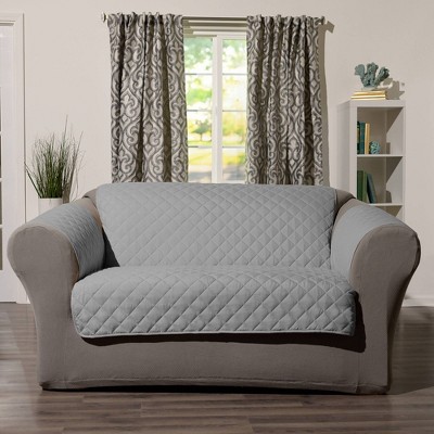 Microfiber Loveseat Furniture Protector Gray - Sure Fit