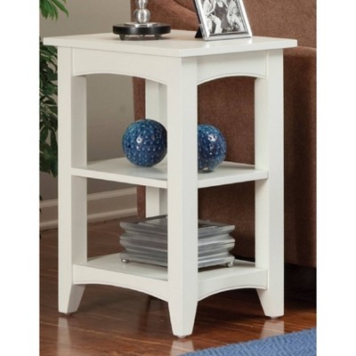 Cottage Charm Ivory Wood Rectangular End Table with Dual Shelves