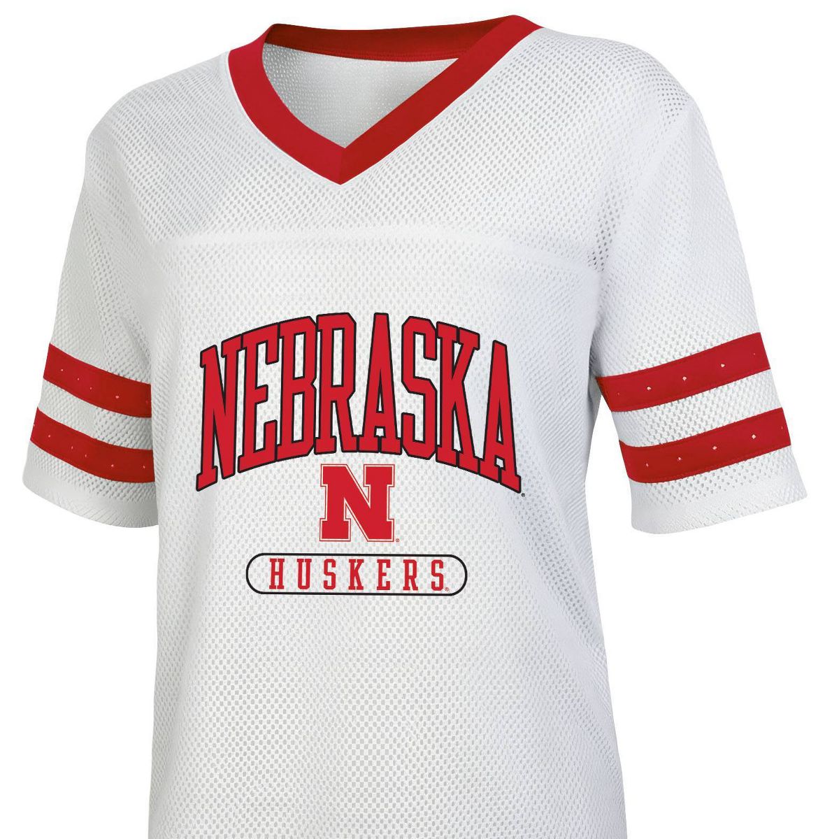 NCAA Nebraska Cornhuskers Women's White Short Sleeve Fashion T-Shirt - thumbnail 3