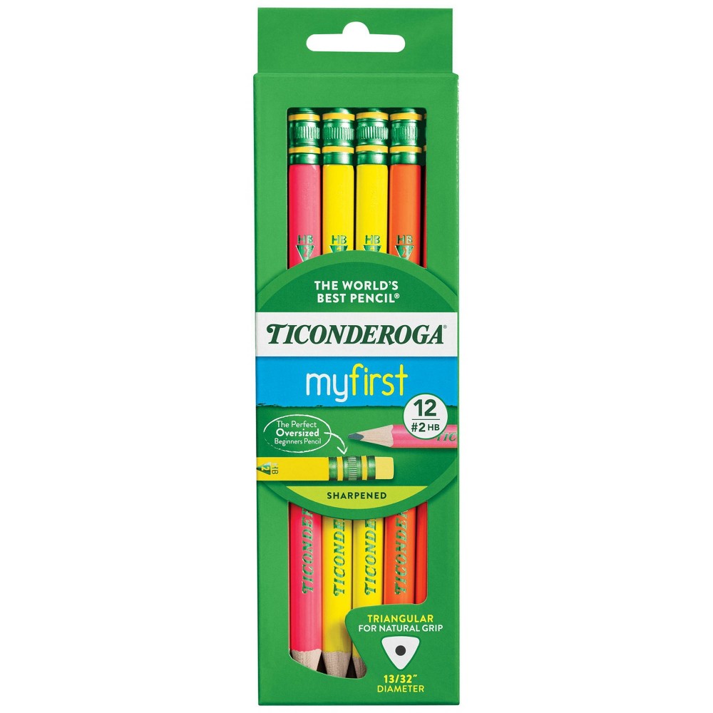 Photos - Pen 12pk #2 Wood Pencils My First Neon - Ticonderoga