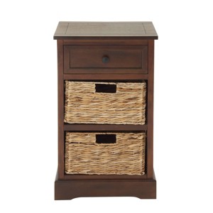 Wooden Side Chest with Wicker Drawers Brown - Olivia & May - 1 of 4