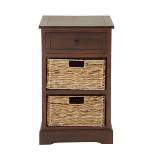 Wooden Side Chest with Wicker Drawers Brown - Olivia & May