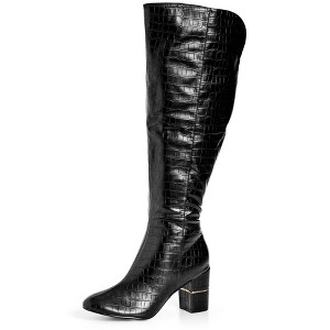 Women's Plus Size WIDE FIT Geordie Knee Boot - black | CITY CHIC - 1 of 4