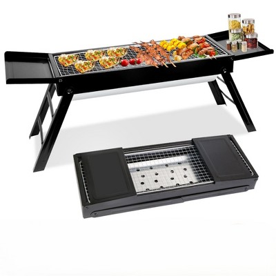 FURNIinspire Outdoor Grills, Griddles and Smokers Professional Foldable Charcoal Grill, Heavy-Duty Outdoor BBQ System, Black, 24.1"*9.45"*4.33"