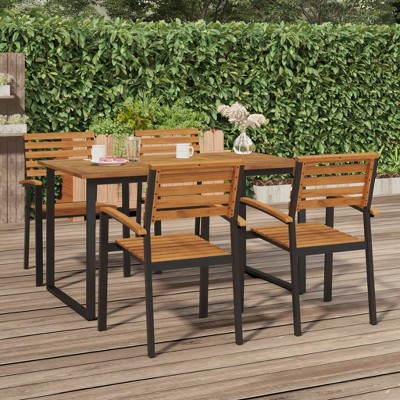 vidaXL Patio Table with U-shaped Legs 55.1 in.x31.5 in.x29.5 in. Solid Wood Acacia