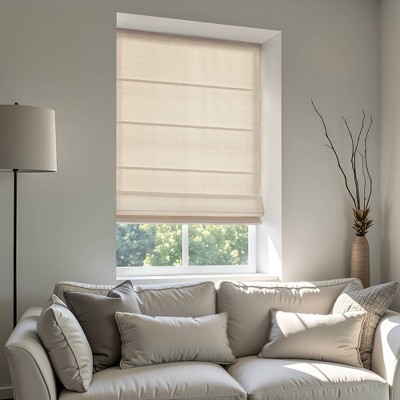 Dsvimoy Curtain Panel Galen Matte Cordless Roman Blind for Cozy Bedroom Style, Off-White, 4.29"*9.25"*8.07"
