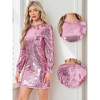 INSPIRE CHIC Women's Sequin Lantern Long Sleeve Sparkle Bodycon Party Club Mini Dress - 3 of 4