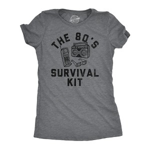 Womens Funny T Shirts The 80s Survival Kit Sarcastic Retro Graphic Tee For Ladies - Crazy Dog Women's T Shirt - 1 of 4