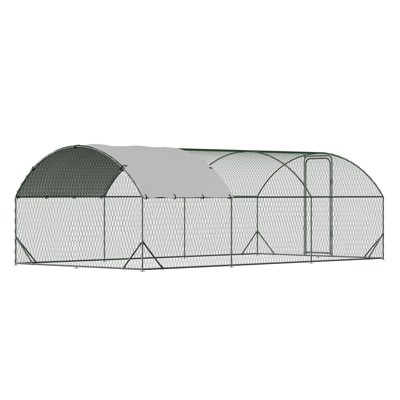 Large Metal Chicken Coop with Waterproof Cover - 6'x8' Dome Walk-in Poultry Cage, Galvanized Steel Habitat