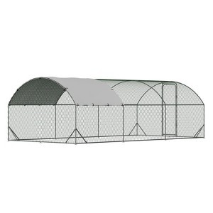 Large Metal Chicken Coop with Waterproof Cover - 6'x8' Dome Walk-in Poultry Cage, Galvanized Steel Habitat - 1 of 4