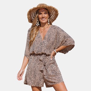 Women's Chic Leopard Print Romper for Beach Getaways - Cupshe - 1 of 4