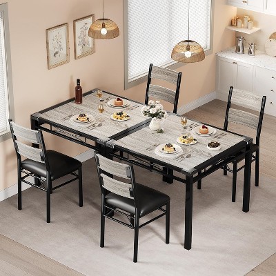 Dining Table Set for 4, Dining Room Table Set for 4 with Upholstered Chairs, Wood Kitchen Table Chairs Set of 4 with Corner Protector