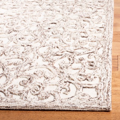 Ivory and Brown Hand-Tufted Wool Area Rug 3' x 5'