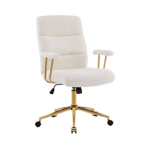 Sapphtopaz Modern Office Chair with Wheels Height Adjustable Boucle Upholstered Computer Desk Chair with Padded Armrest for Home Office - 1 of 4
