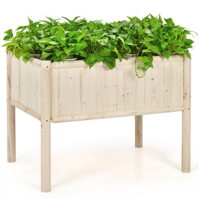 Costway Raised Garden Bed 42''x30''x32'' Elevated Wood Planter Box Stand Patio Yard