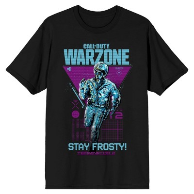 Call Of Duty Warzone X Terminator 2 Stay Frosty Men’s Black Graphic Tee