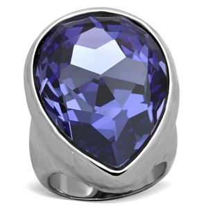 Slickblue Fashion Ring for Women, Polished Stainless Steel with Tanzanite Crystal, Solitaire Pear Design, Size 5-10 - 1 of 4