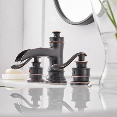 Oil Rubbed Bronze 8-Inch Widespread Double Handle Bathroom Faucet