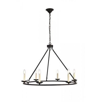Elegant Lighting Maine Collection Chandelier D32.4 H23.25 Lt:6 Black Finish