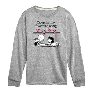 Boys' - Peanuts - Lucy And Schroeder Valentine's Piano Long Sleeve Graphic T-Shirt - 1 of 4