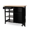 1 Door 1 Storage Drawer Kitchen Island Utility Storage Cart with wheels-Christopher Knight Home - 4 of 4