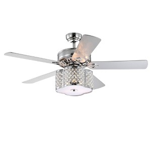 52" x 52" x 21" Myers Ceiling Fan Silver with Crystal Drum Shade - Warehouse Of Tiffany - 1 of 3
