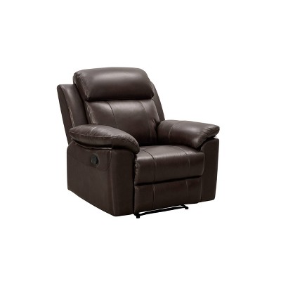 Brianna Top Grain Leather Recliner Dark Brown - Abbyson Living