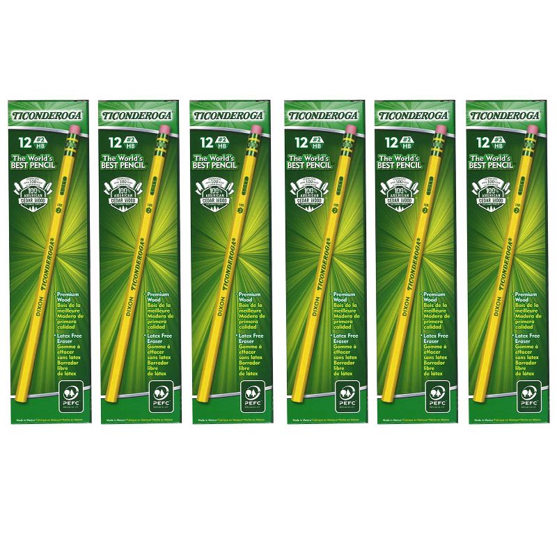 Ticonderoga® No. 2 Pencils, Unsharpened, 12 Per Pack, 6 Packs, 1 of 3