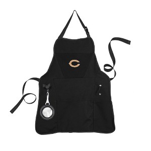 Evergreen Chicago Bears Black Grill Apron- 26 x 30 Inches Durable Cotton with Tool Pockets and Beverage Holder - 1 of 4