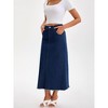 INSPIRE CHIC Women's Denim A Line High Waisted Raw Hem Casual Maxi Skirt - 2 of 4