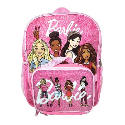 Barbie Backpack & Insulated Lunch Bag Detachable 2-Piece Set Pink Girls