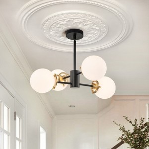 LLHZSY Modern Transitional 4-Light Sputnik Chandelier with Globe Frosted Glass, Adjustable Height Ceilling Light for Dining Room-Black-23 3/5" - 1 of 4